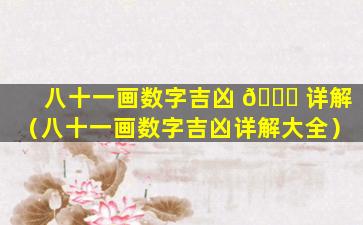 八十一画数字吉凶 🐞 详解（八十一画数字吉凶详解大全）